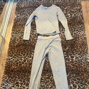 Gray Long Sleeve Top and Pants Set